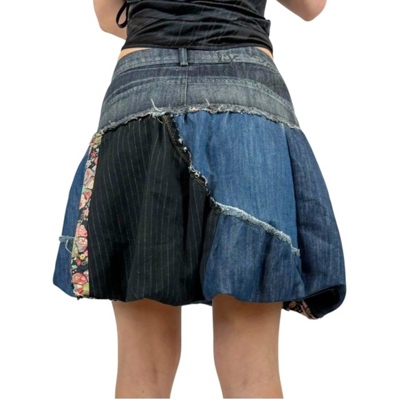DESIGUAL DENIM PATCHWORK BALLOON SKIRT size 36 / medium NWT €74 - Picture 12 of 12